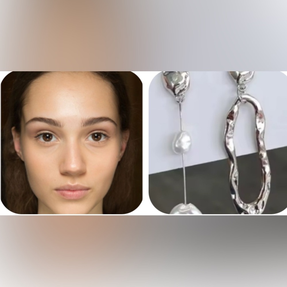 Elegant Asymmetrical Gold and Pearl Drop Earrings - Picture 16 of 16